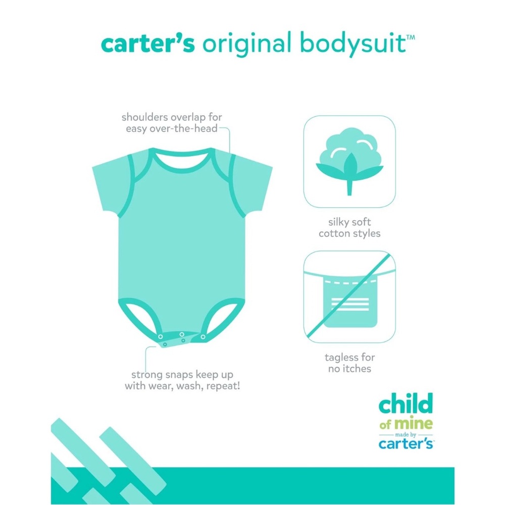 Carter's Child of Mine Baby Boy Dinosaur Bodysuit Trio - Green/White/Navy 12M - Picture 14 of 14